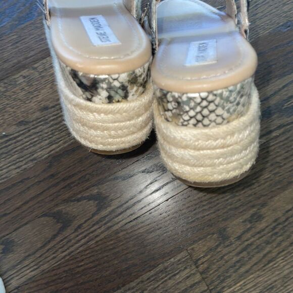 Steve Madden Fifer Python Snake Print Espadrille Wedge Sandals Flatform 8.5 - Picture 5 of 7